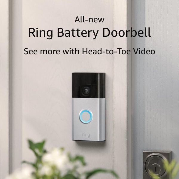 All-new Ring Battery Doorbell, Head-to-Toe Video, Live View with Two-Way Talk, and Motion Detection & Alerts (2024 release), Satin Nickel