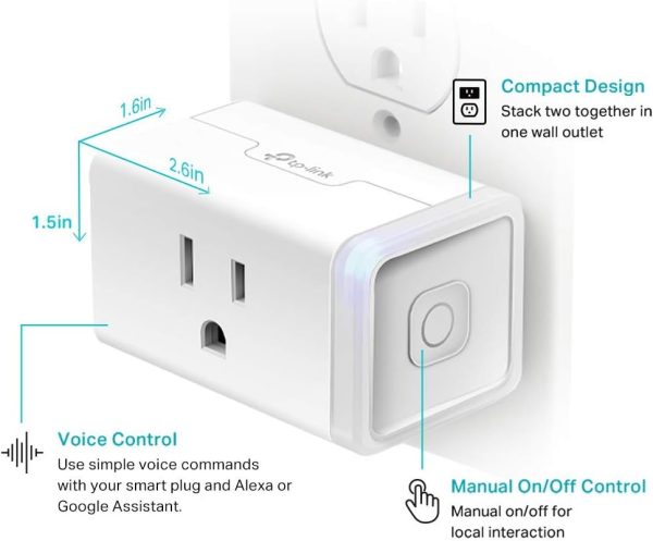 Plug Mini 15A, Smart Home Wi-Fi Outlet Works with Alexa, Google Home & IFTTT, No Hub Required, UL Certified, 2.4G WiFi Only, 4-Pack(EP10P4) , White - Image 5