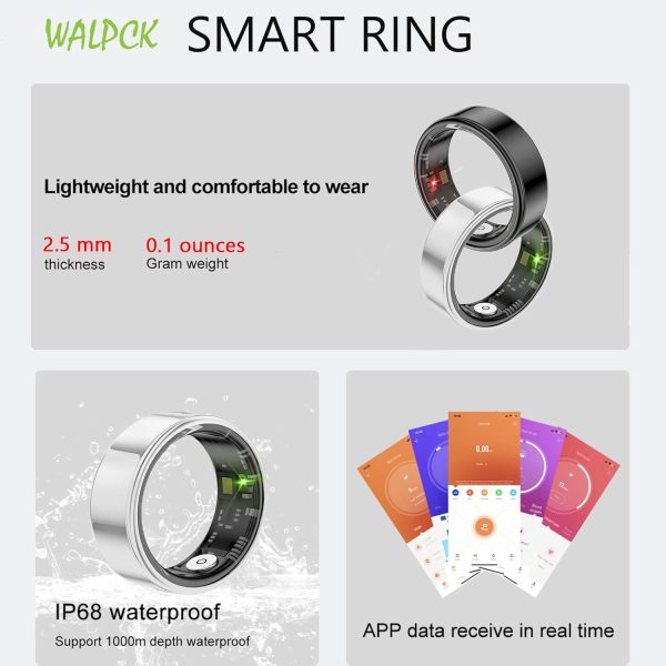 Smart Ring Health Tracker, Anillo Inteligente para Hombre, Health Rings for Women & Men, Long Lasting Batteries Sleep Ring, Waterproof Fitness Tracker (Silver, 8#) - Image 3