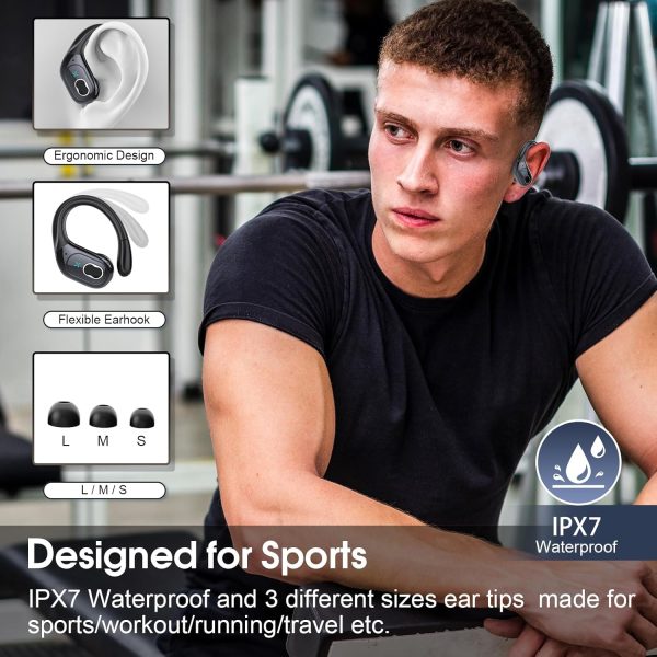 Wireless Earbuds 75hrs Bluetooth 5.3 Headphone Sport, 2024 Bluetooth Earbuds Stereo Deep Bass Over Ear Bud with Earhooks, ENC Noise Cancelling Mic, IPX7 Waterproof Earphone for Workout/Running - Image 2