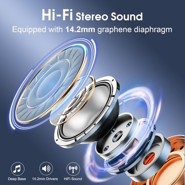 Wireless Earbuds 75hrs Bluetooth 5.3 Headphone Sport, 2024 Bluetooth Earbuds Stereo Deep Bass Over Ear Bud with Earhooks, ENC Noise Cancelling Mic, IPX7 Waterproof Earphone for Workout/Running - Image 3